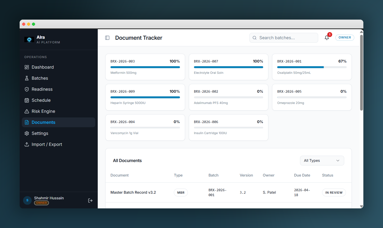 AIra document tracker view